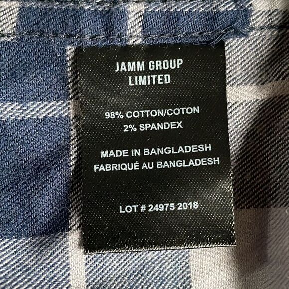 Julian & Mark Navy, Gray & Orange Plaid Flannel Button Down - Picture 6 of 7